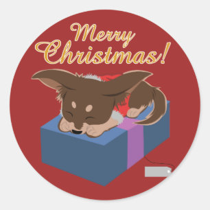 Puppy Present Classic Round Sticker