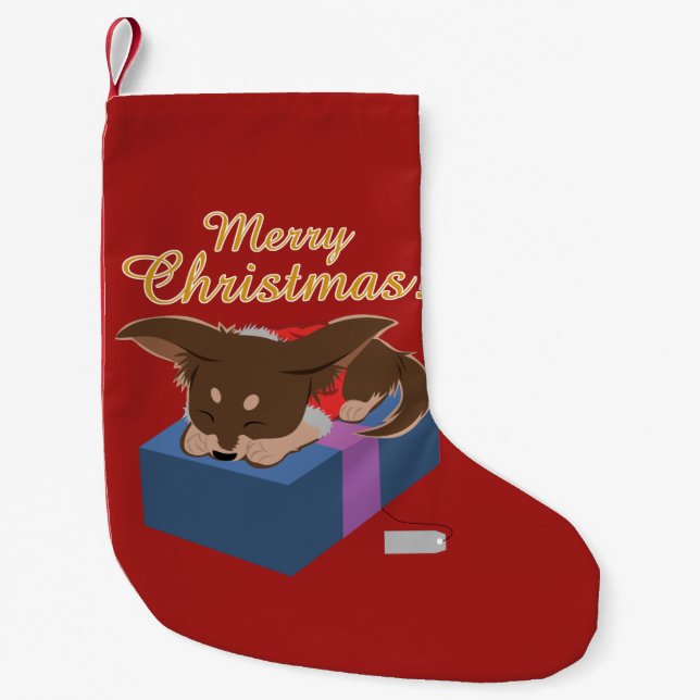Puppy Present Small Christmas Stocking (Front)