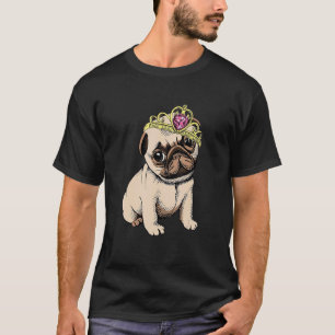 Puppy Princess Pugs With Tiara Cute For Dog Breede T-Shirt