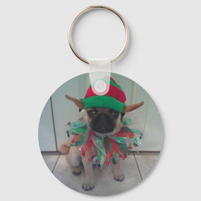 Puppy Pug Elf Keychain (Front)