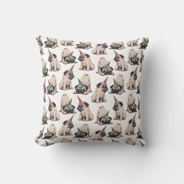 Puppy Pugs | Aspiring Unicorn Pattern Cushion (Front)