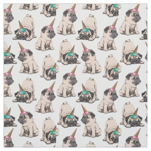 Puppy Pugs   Aspiring Unicorn Pattern Fabric