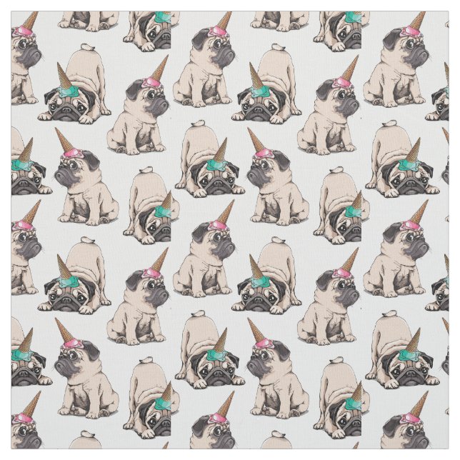 Puppy Pugs | Aspiring Unicorn Pattern Fabric (Swatch)