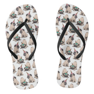 Puppy Pugs   Aspiring Unicorn Pattern Flip Flops