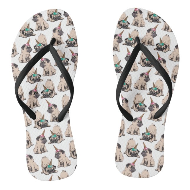 Puppy Pugs | Aspiring Unicorn Pattern Flip Flops (Footbed)