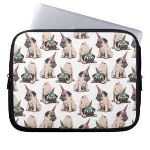 Puppy Pugs   Aspiring Unicorn Pattern Laptop Sleeve