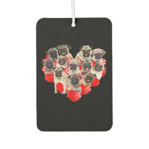 Puppy Pugs Dog Heart Valentine's Day Gift Car Air Freshener