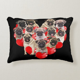 Puppy Pugs Dog Heart   Valentine's Day Gift Decorative Cushion