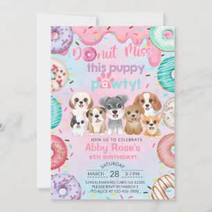Puppy puppies pawty & doughnuts girl birthday invi invitation