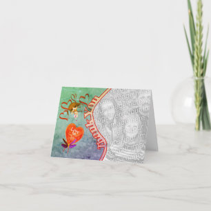 Puppy Red Hearts Thank You Photo Card