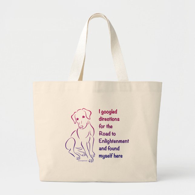 Puppy Road to Enlightenment Large Tote Bag (Front)