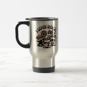 Puppy rock band travel mug