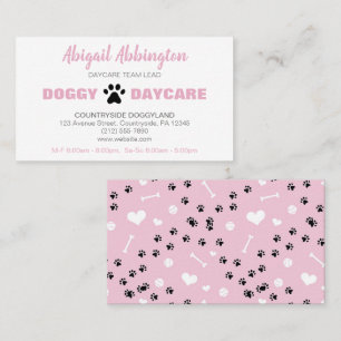 Puppy Run Pink Doggy Daycare Business Card