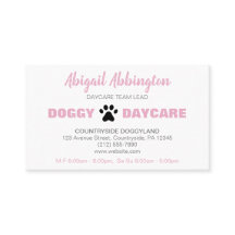 Puppy Run Pink Doggy Daycare Business Card