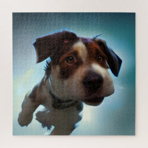 Puppy Running In Space Jigsaw Puzzle