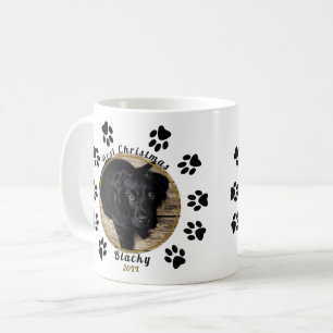Puppy`s First Christmas Paw Print Dog Photo Coffee Mug