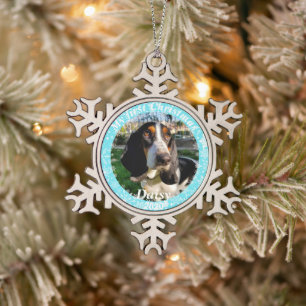 Puppy’s First Christmas Photo Snowflake Pewter Christmas Ornament