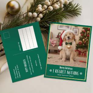 Puppy Santa Hat Modern Dog Photo Christmas Holiday Postcard