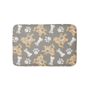 Puppy Scooby-Doo Bone & Paw Print Pattern Bath Mat