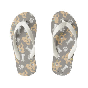 Puppy Scooby-Doo Bone & Paw Print Pattern Kid's Flip Flops