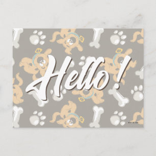 Puppy Scooby-Doo Bone & Paw Print Pattern Postcard