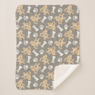 Puppy Scooby-Doo Bone & Paw Print Pattern Sherpa Blanket
