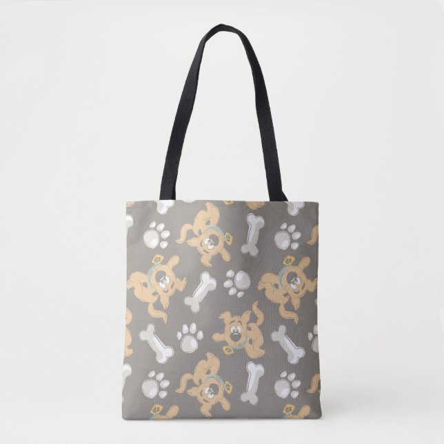 Puppy Scooby-Doo Bone & Paw Print Pattern Tote Bag (Front)