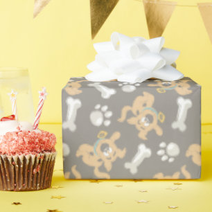 Puppy Scooby-Doo Bone & Paw Print Pattern Wrapping Paper