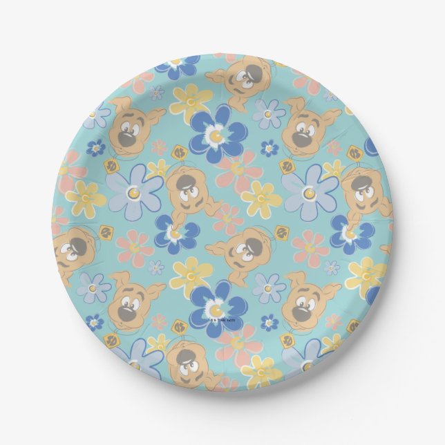 Puppy Scooby-Doo Flower Pattern Paper Plate (Front)