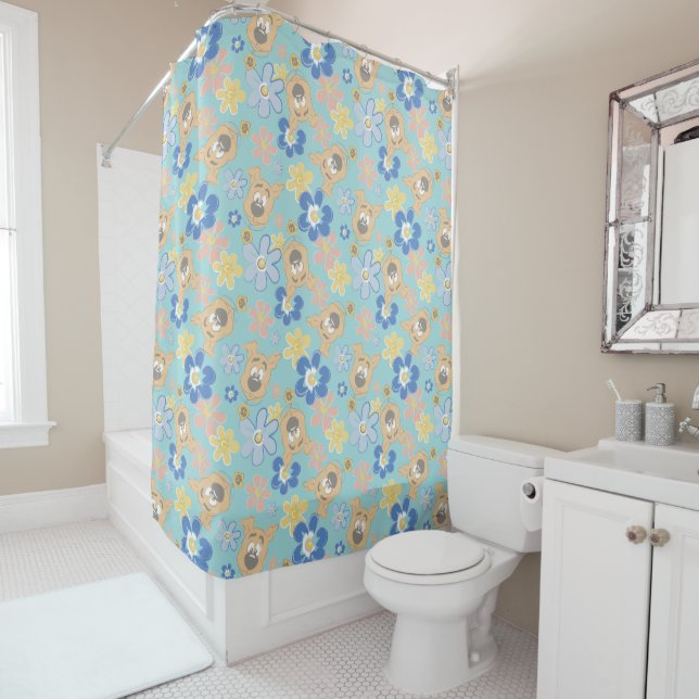 Puppy Scooby-Doo Flower Pattern Shower Curtain (In Situ)