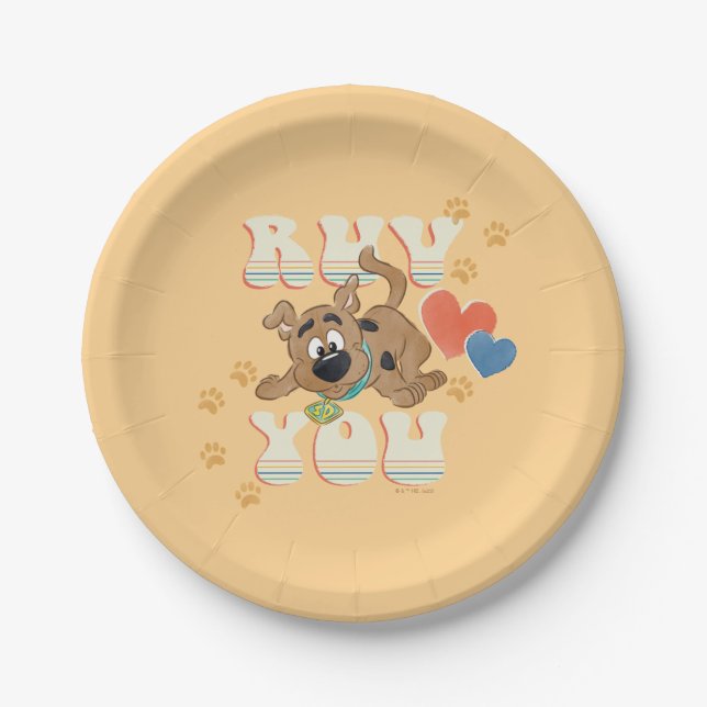 Puppy Scooby-Doo "Ruv You" Paper Plate (Front)