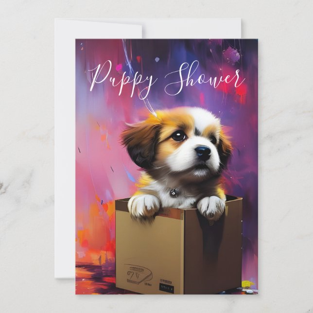 Puppy Shower Cute Personalised Dog Adoption Invitation (Front)