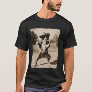 Puppy Silly Cowboy Funny Dog Australian Shepherd T-Shirt