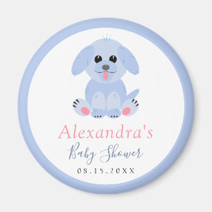 Puppy Simple Personalised Baby Boy Shower Magnet