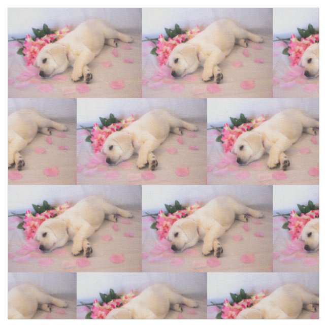 Puppy Sleep Flower 01 Fabric (Swatch)