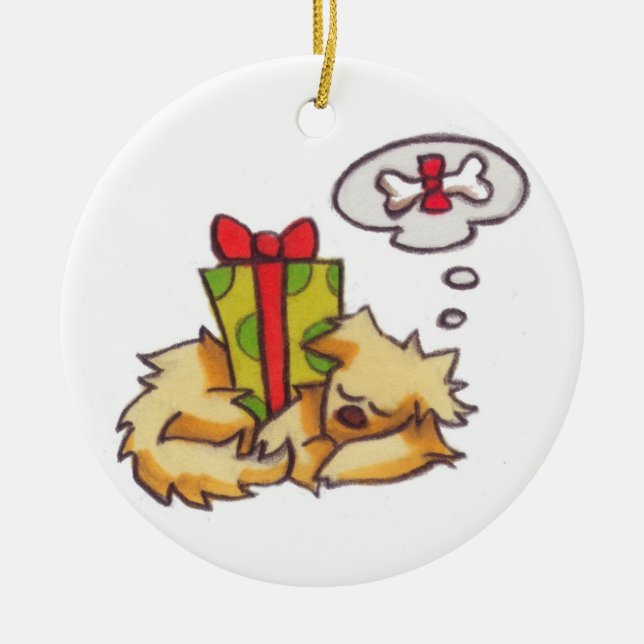 Puppy Sleeping *Customisable* Holiday ornament (Front)