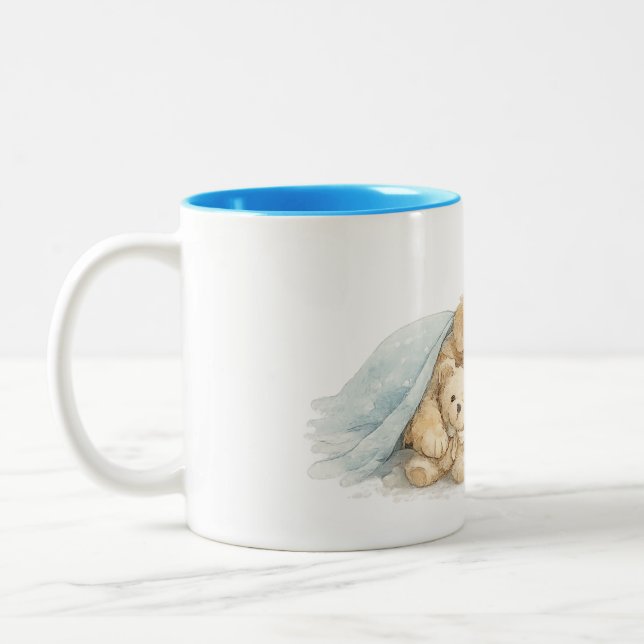 puppy sleeping Two-Tone coffee mug (Left)