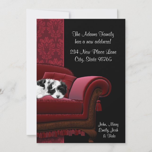 Puppy Sofa Change of Address Postcards (Front)