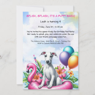 Puppy Splash Birthday Pool Party Invitation