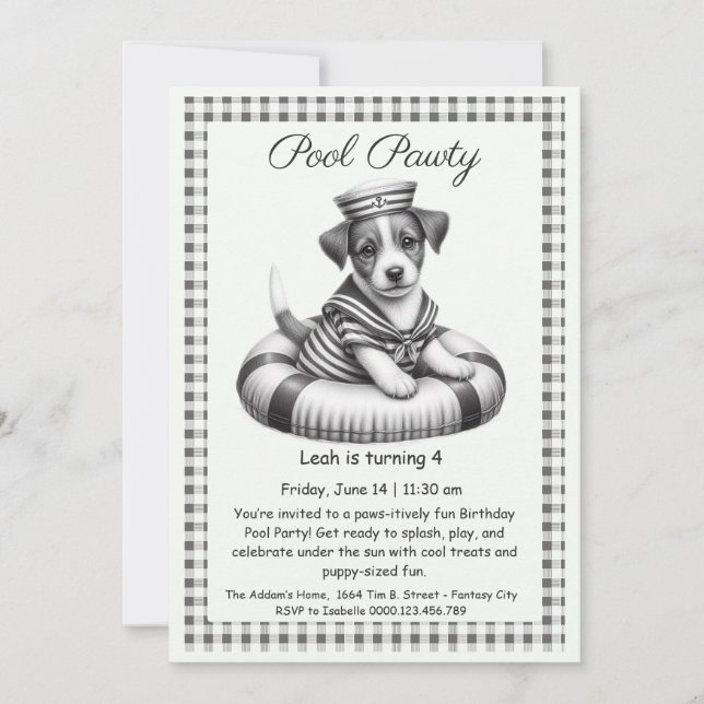 Puppy Splash Birthday Pool Party Invitation (Front)