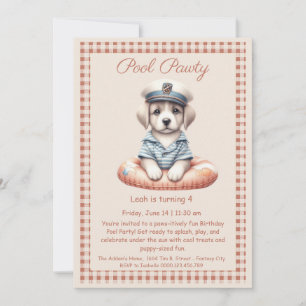 Puppy Splash Birthday Pool Party Invitation