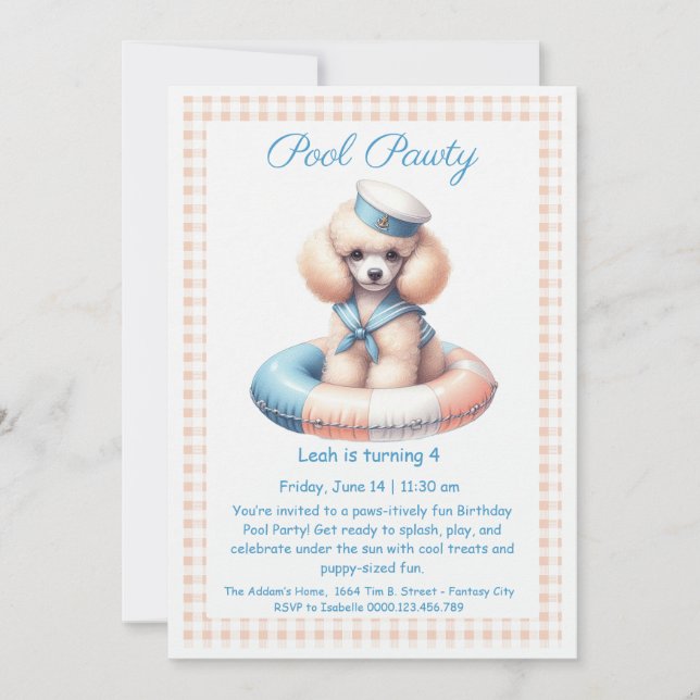 Puppy Splash Birthday Pool Party Invitation (Front)