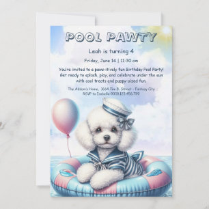 Puppy Splash Birthday Pool Party Invitation