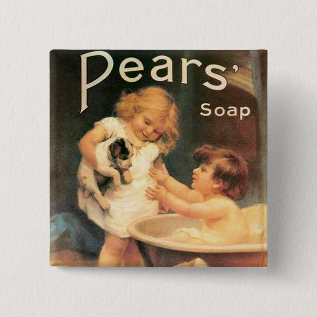 Puppy Taking a Bath 15 Cm Square Badge (Front)