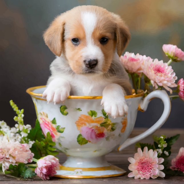 Puppy Teacup Phone Case (A charming puppy peeks out from a beautifully decorated floral teacup!)