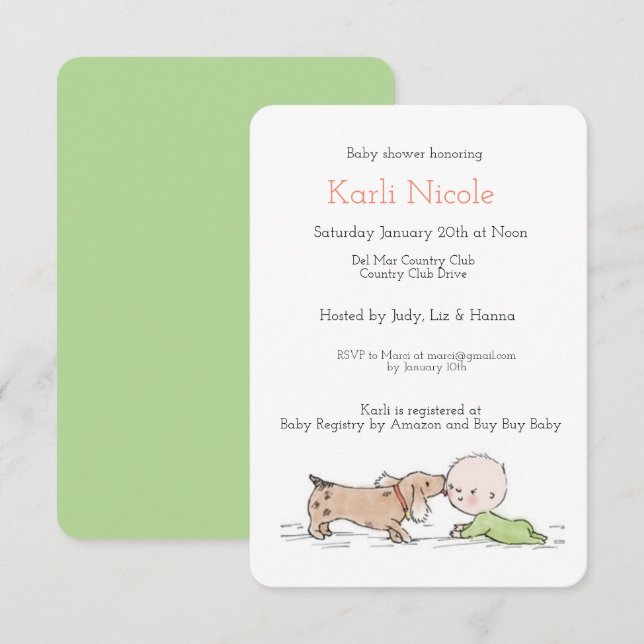 Puppy Themed Baby Shower Invitation (Front/Back)