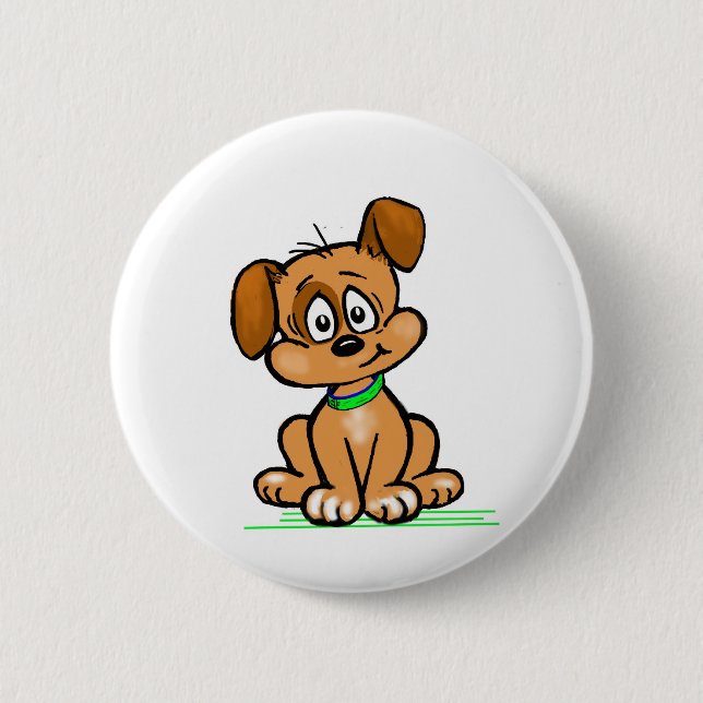 Puppy Tilt 6 Cm Round Badge (Front)