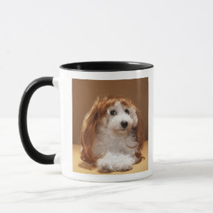 Puppy wearing ginger wig mug
