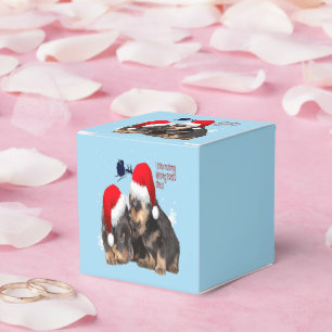 Puppy White Christmas With Santa Claus Sleigh Favour Box