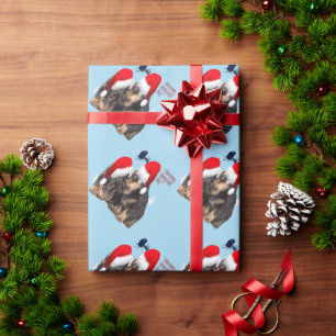 Puppy White Christmas With Santa Claus Sleigh Wrapping Paper